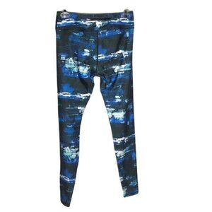 Kyodan blue black capris leggings athletic pants polyester blend small p READ